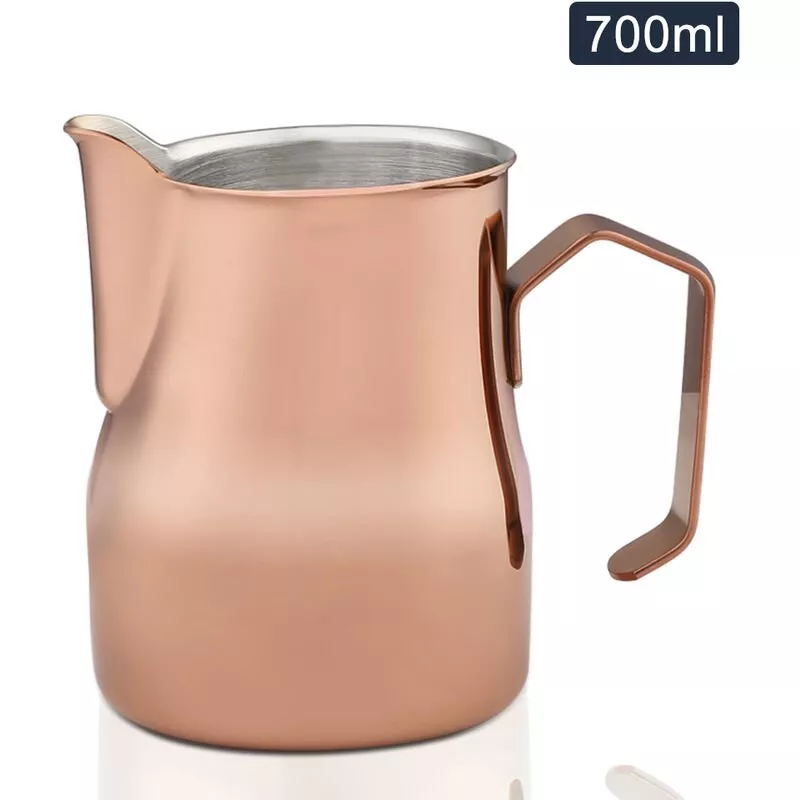Espumador De Leche De Acero Inoxidable Jarra Recipiente De Espuma De Leche Tazas Medidoras Aparato De Cafe,Oro Rosa, 700 Ml En Oferta Espumador De Leche De Acero Inoxidable Jarra Recipiente De Espuma De Leche Tazas Medidoras Aparato De Cafe