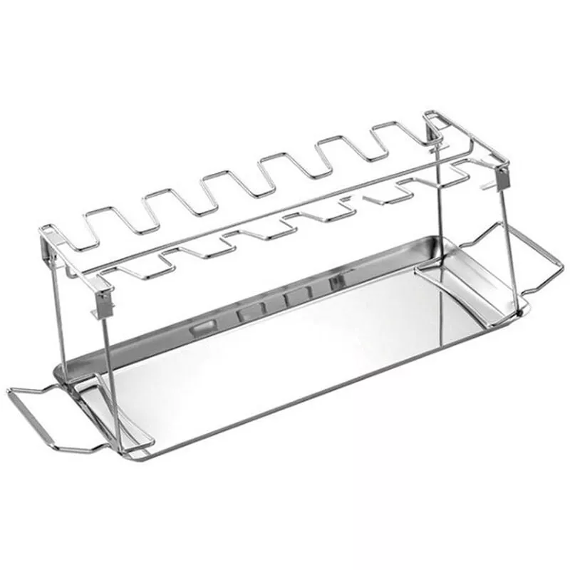 Estante Plegable Para Patas De Pollo, 14 Ranuras, Soporte Para Asador De Acero Inoxidable, Estante Portatil Para Baquetas De Pollo Con Bandeja De En Oferta Estante Plegable Para Patas De Pollo