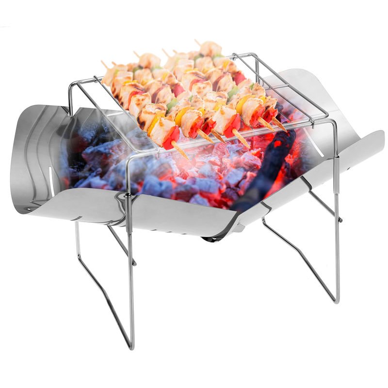 Estufa 2-en-1 de acero inoxidable portatil plegable Parrilla Campo de camping al aire libre Fogon de lena Backpakcing barato