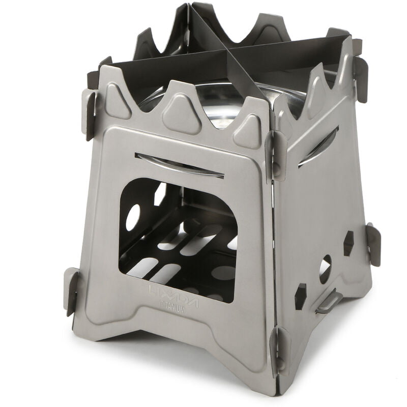 Estufa camping titanio ultraligero estufa de lena plegable con bandeja de Camp alcohol portatil estufa para cocinar al aire libre para picnic con barato