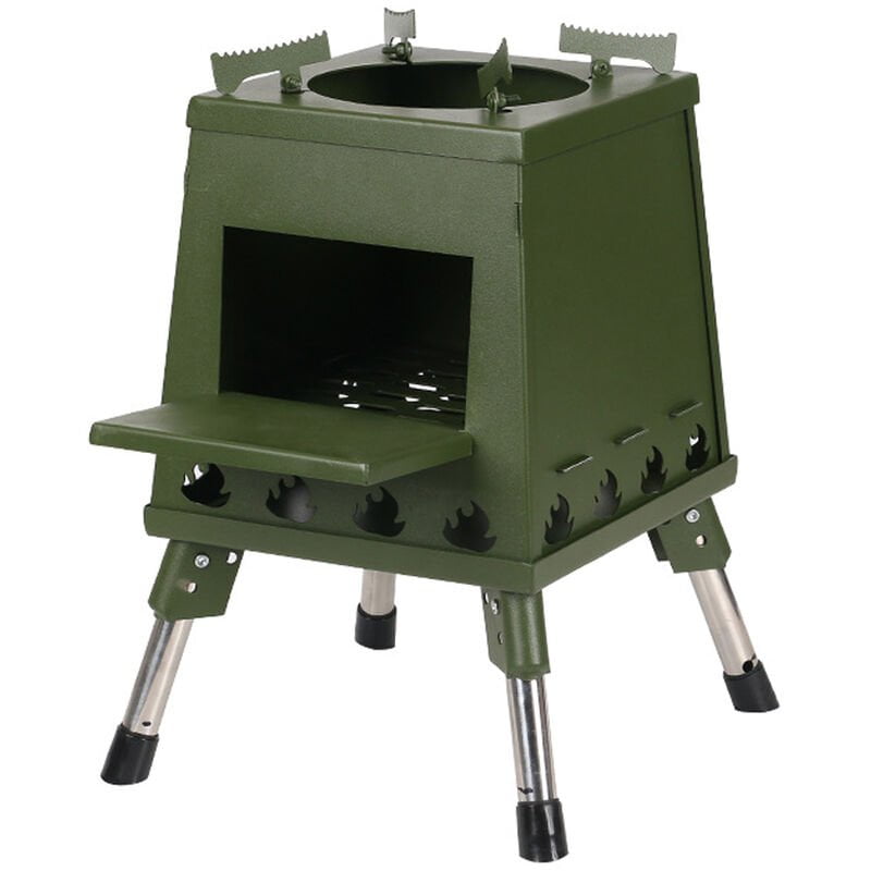 Estufa de campamento plegable Estufa de lena portatil con patas retractiles para acampar