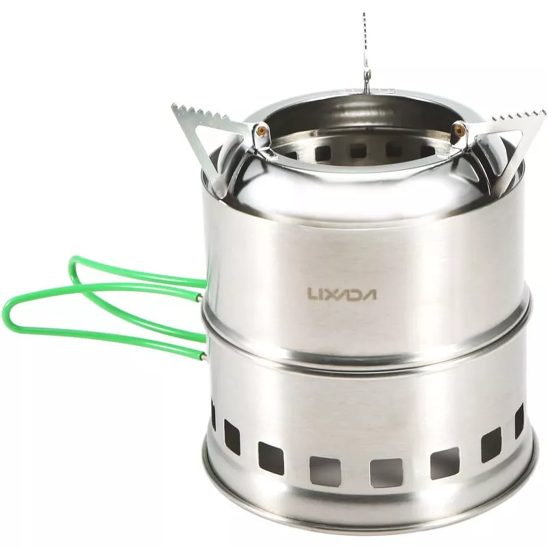 Estufa De Camping Plegable De Acero Inoxidable Estufa De Lena Portatil Para Exteriores, Con Asas Plegables Y Bandeja Para Alcohol,Estilo B - Lixada En Oferta Estufa De Camping Plegable De Acero Inoxidable Estufa De Lena Portatil Para Exteriores