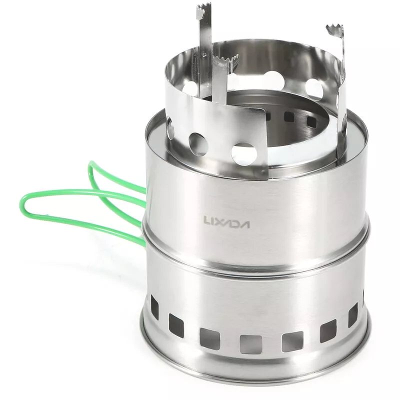 Estufa De Camping Plegable De Acero Inoxidable Estufa De Lena Portatil Para Exteriores, Con Asas Plegables Y Bandeja Para Alcohol,Estilo C - Lixada En Oferta Estufa De Camping Plegable De Acero Inoxidable Estufa De Lena Portatil Para Exteriores