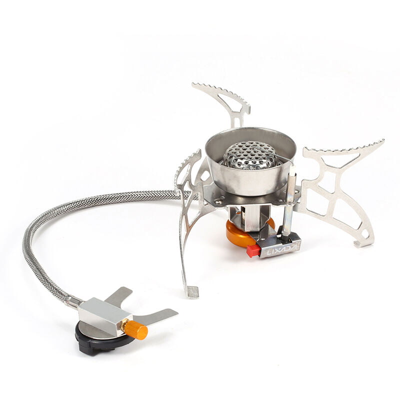 Estufa de gas para acampar plegable estufa de mochilero de encendido piezoelectrico a prueba de viento