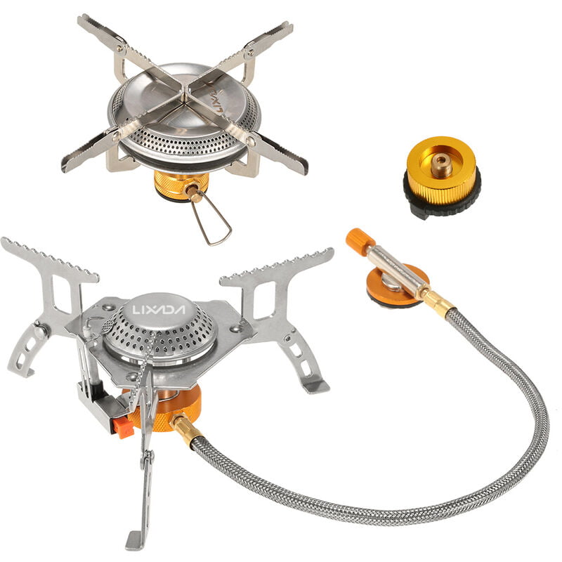 Estufa de gas plegable Camping con adaptador de cabezal de conversion de gas - Lixada barato
