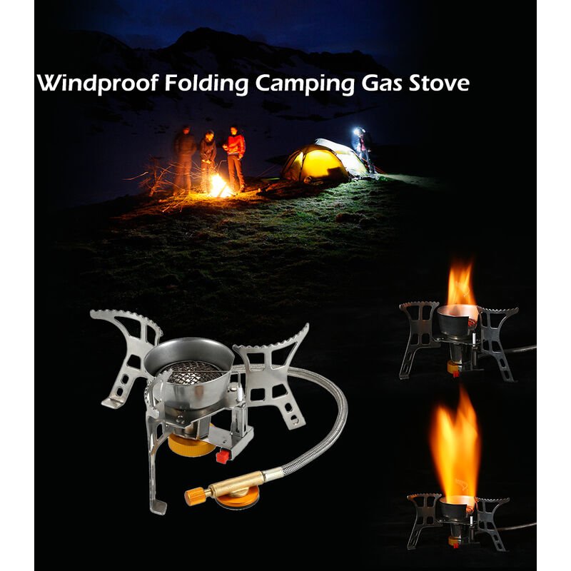 Estufa de gas portatil a prueba de viento para acampar con encendido piezoelectrico Estufa de campamento de cocina ligera plegable para mochileros al barato