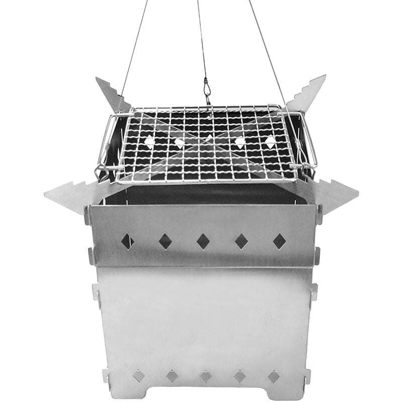 Estufa de lena al aire libre Estufa de lena portatil para fogatas Estufa de lena de acero inoxidable Soporte para fogatas Estufa plegable para picnic barato