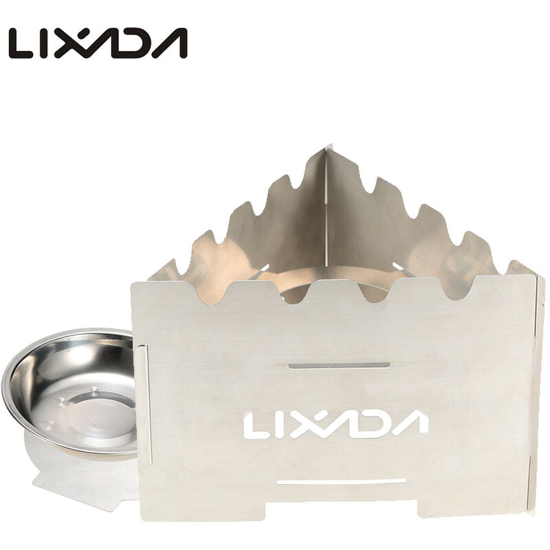 Estufa de lena ligera plegable portatil de acero inoxidable con bandeja