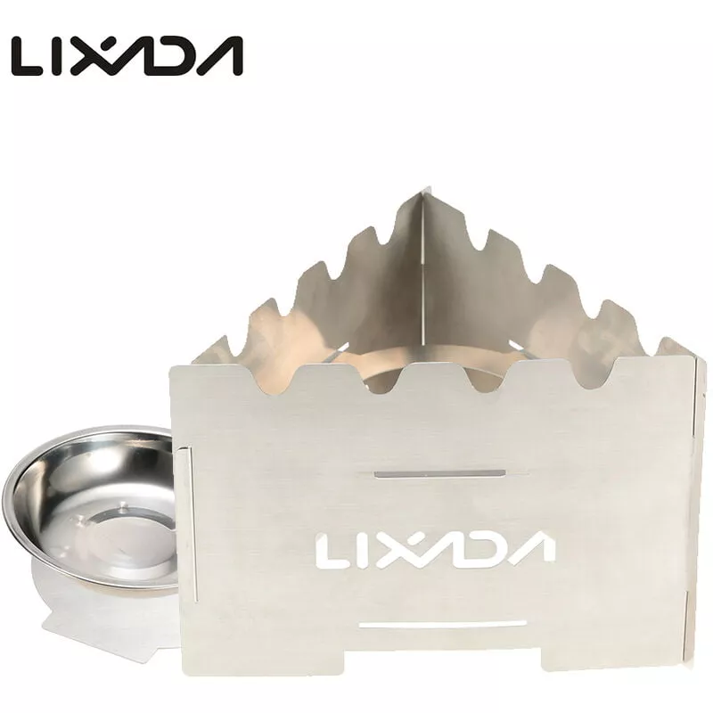 Estufa De Lena Ligera Plegable Portatil De Acero Inoxidable Con Bandeja, Para Combustible De Alcohol Solido - Lixada En Oferta Estufa De Lena Ligera Plegable Portatil De Acero Inoxidable Con Bandeja