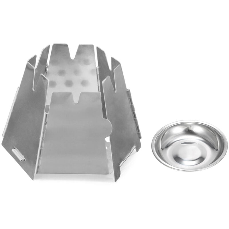 Estufa de lena plegable ultraligera de acero inoxidable para acampar