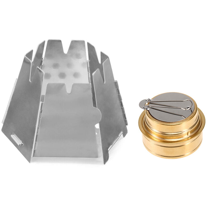 Estufa de lena plegable ultraligera de acero inoxidable para acampar