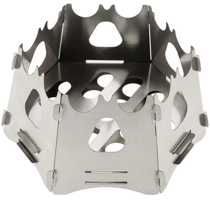 Estufa hexagonal acampar ligero de madera plegable portatil de lena Estufa con mochila de supervivencia al aire libre Cocinar picnic Caza barato