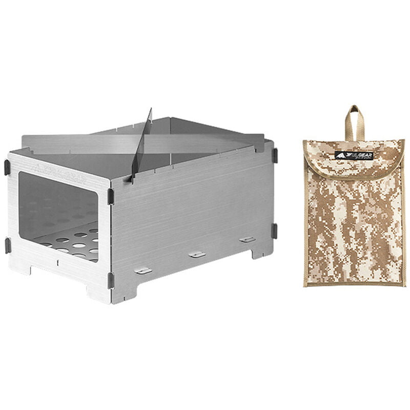 Estufa que acampa plegable Parrilla de acero inoxidable barbacoa estufa de lena Estufa al aire libre Senderismo picnic Grill