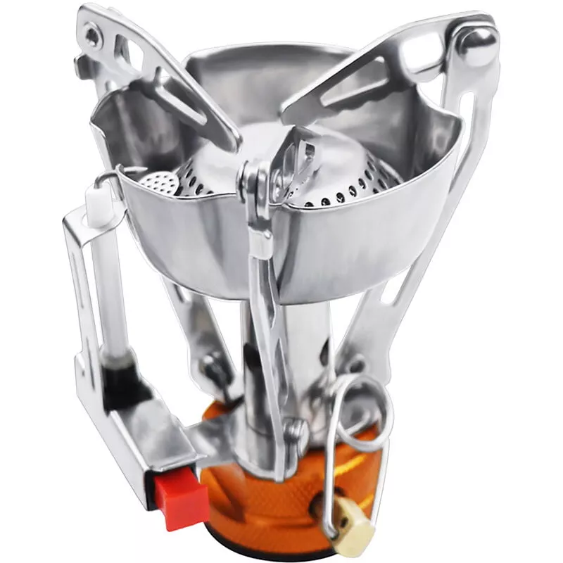 Estufa Que Acampa Portatil, Mini Estufa Que Va De Excursion Al Aire Libre De La Valvula Ajustable De La Ignicion Que Cocina, Plata A Prueba De En Oferta Estufa Que Acampa Portatil
