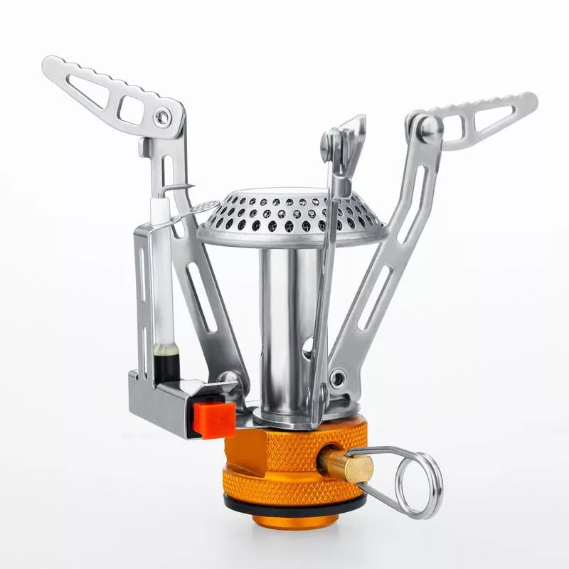 Estufa Que Acampa Portatil, Mini Estufa Que Va De Excursion Al Aire Libre De La Valvula Ajustable De La Ignicion Que Cocina, Plateado, 3.5 '* 4.7' En Oferta Estufa Que Acampa Portatil