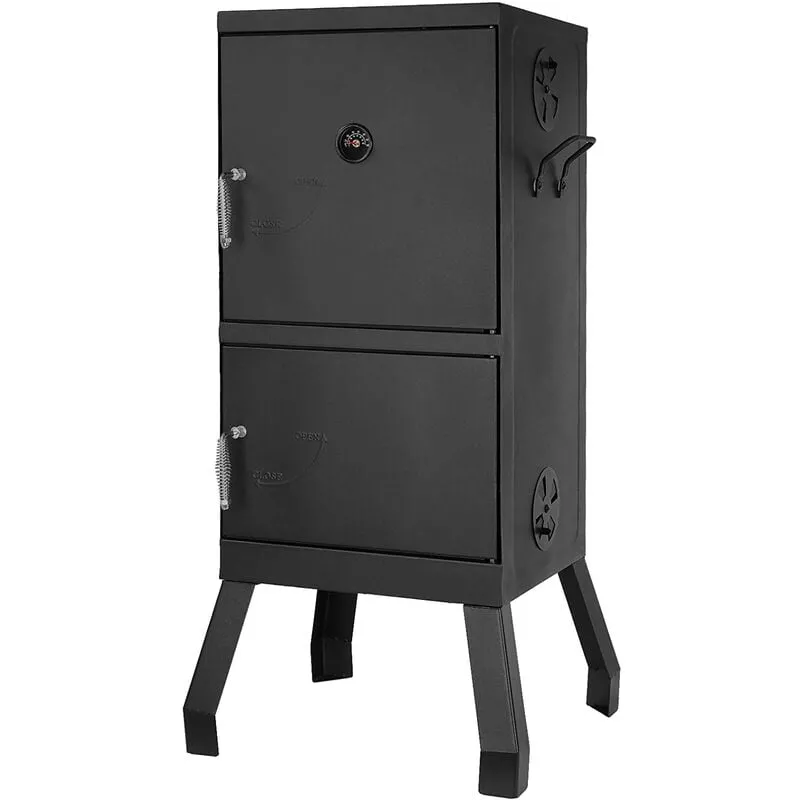 Femor - Barbacoa De Carbón, 102 * 40,5 * 37,5 Cm, Barbacoa Ahumador, Parilla De Carbón Con Termómetro Y Asa, Adecuada Para 5-10 Personas, Gran En Oferta Femor - Barbacoa De Carbón