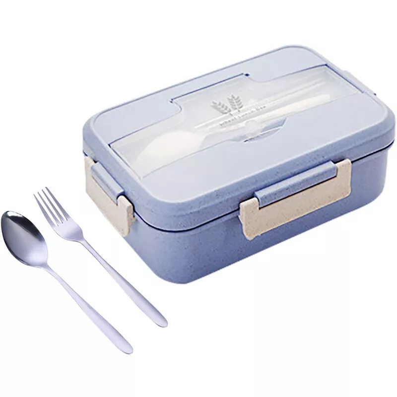 Fiambrera De Paja De Trigo De 3 Piezas | Recipientes De Comida De 3 Compartimentos Con Acero Inoxidable, Paja De Trigo, Cuchara, Tenedor, Palillos, En Oferta Fiambrera De Paja De Trigo De 3 Piezas | Recipientes De Comida De 3 Compartimentos Con Acero Inoxidable