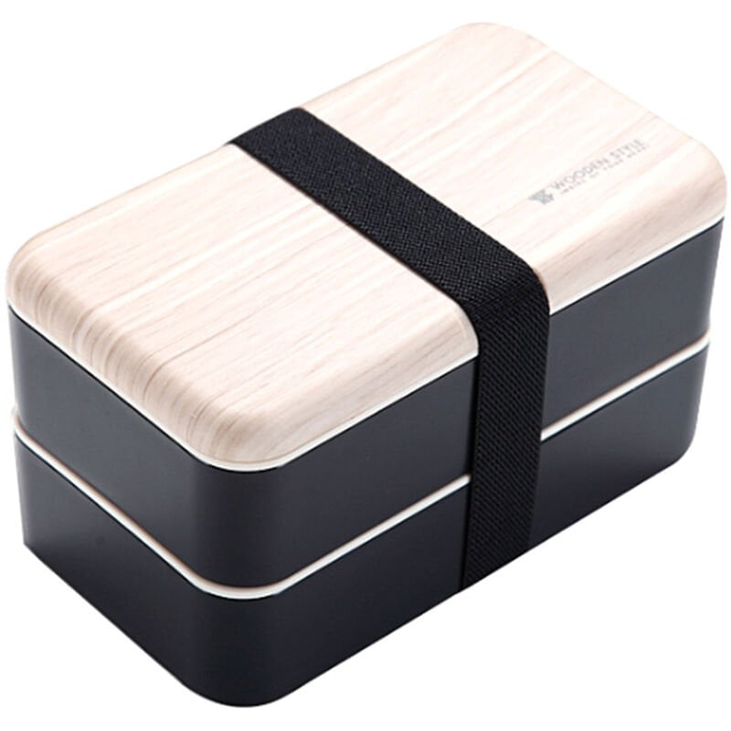 Fiambrera portatil Material PP de grado alimenticio para estudiantes 2 capas Recipientes de alimentos para calentamiento por microondas con banda barato