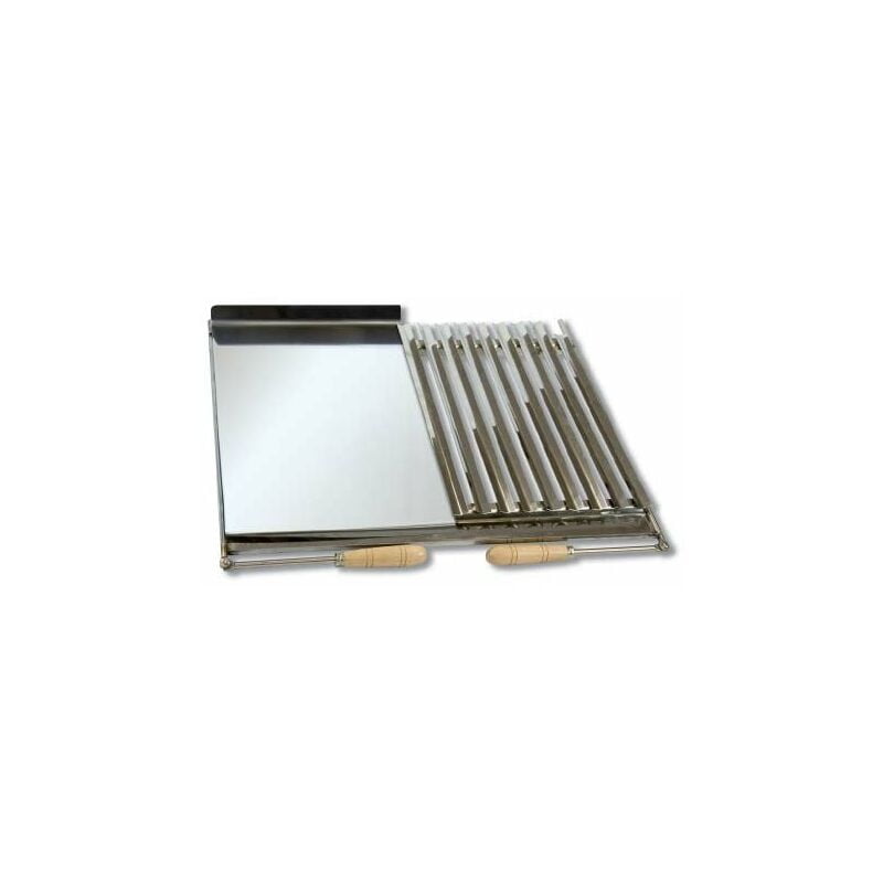 Flores Cortés 38930 - Parrilla-Plancha asadora inoxidable con recogegrasas