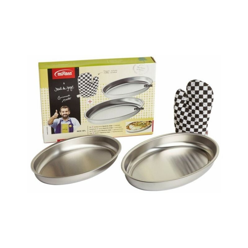 Fuente Horno Oval 35x24/40x26cm Inox + Manopla Inoxibar 2 Pz barato