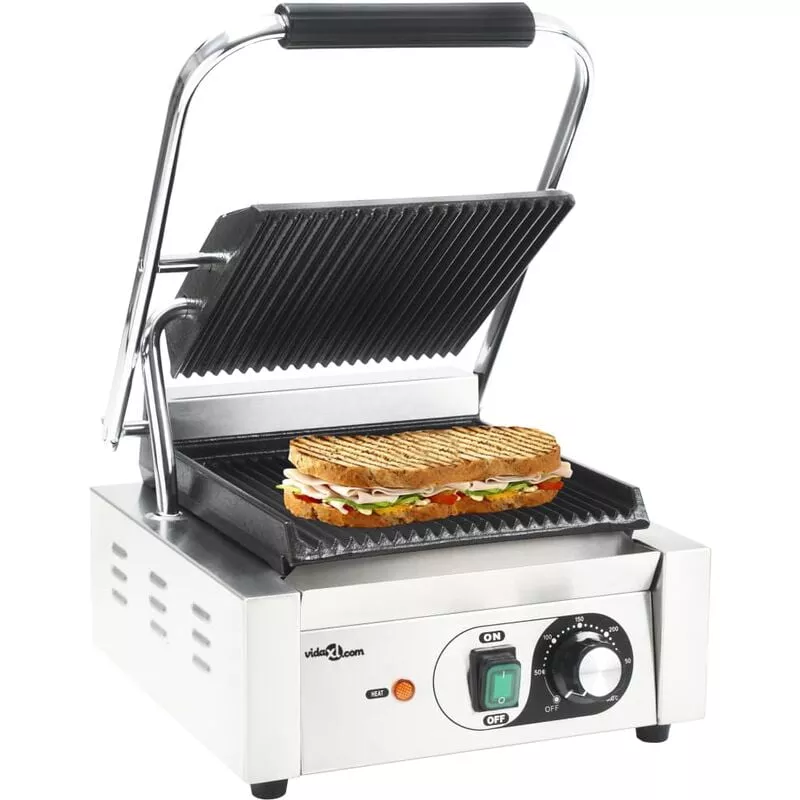Grill parrilla estriada de acero inoxidable 1800 W 32x41x19 cm - Plateado - Vidaxl barato