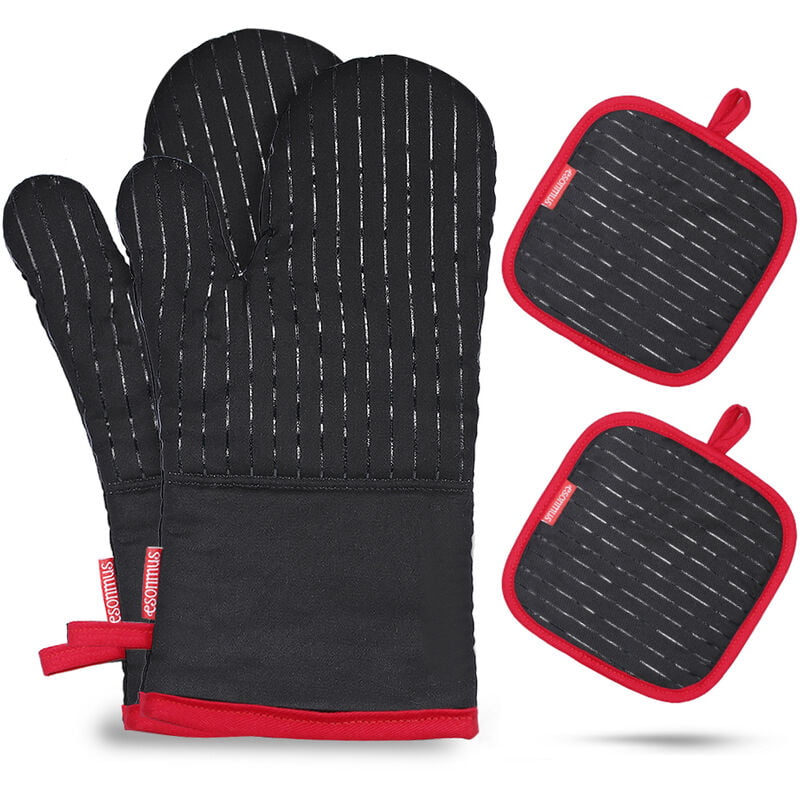 Guantes de horno de silicona de algodon Guantes de barbacoa antideslizantes resistentes al calor Guantes de horno de cocina Agarraderas 1 par de barato