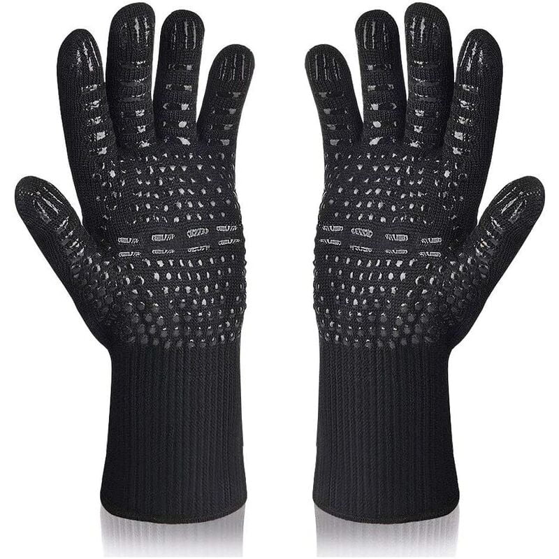Guantes para barbacoa resistentes al calor hasta 800 ° C - Negro barato