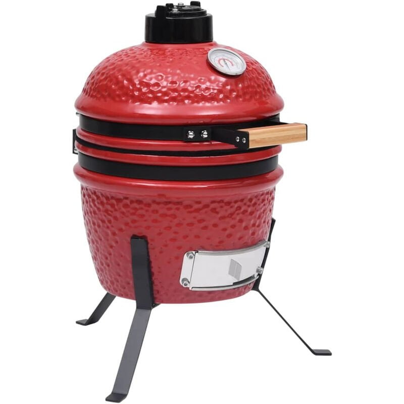 Happyshopping - 2 en 1 Barbacoa ahumadora Kamado de ceramica rojo 56 cm barato