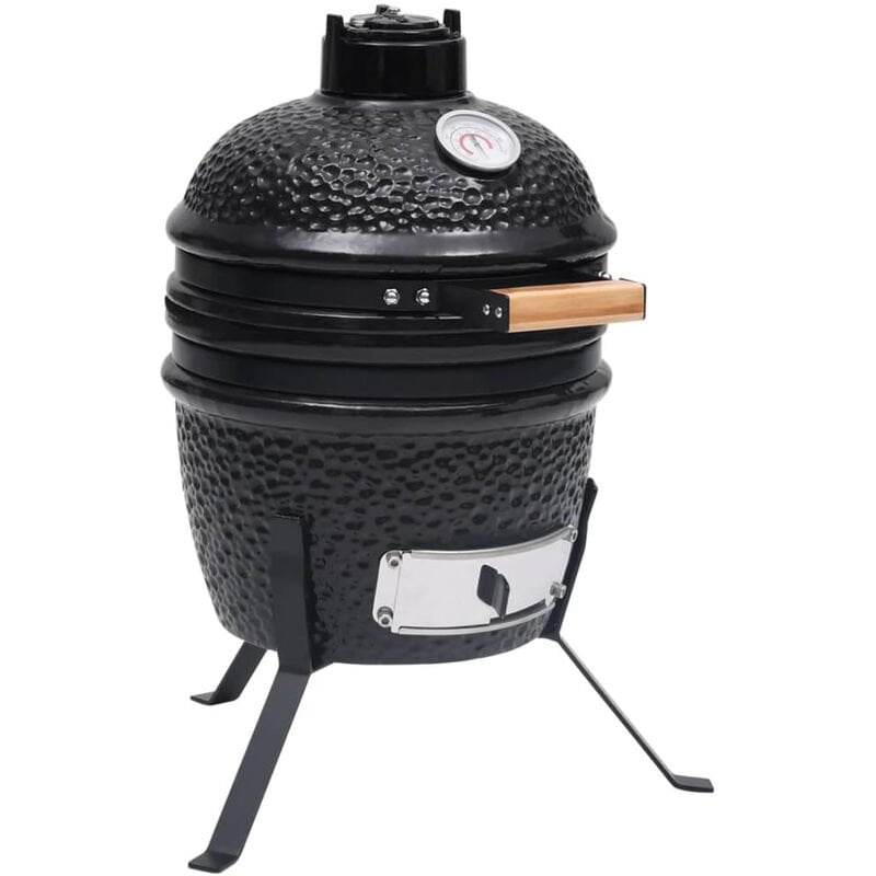 Happyshopping - Barbacoa 2 en 1 ahumadora Kamado de ceramica negro 56 cm barato