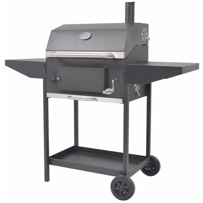 Happyshopping - Barbacoa Ahumador al carbón con estante inferior negro barato