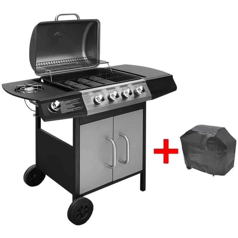 Happyshopping - Barbacoa Grill De Gas 4+1 Quemadores Negra Y Plateada En Oferta Happyshopping - Barbacoa Grill De Gas 4+1 Quemadores Negra Y Plateada Barato