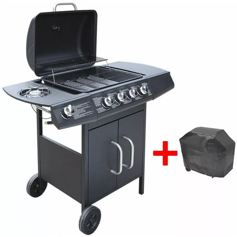 Happyshopping - Barbacoa Grill De Gas 4+1 Quemadores Negra En Oferta Happyshopping - Barbacoa Grill De Gas 4+1 Quemadores Negra Barato