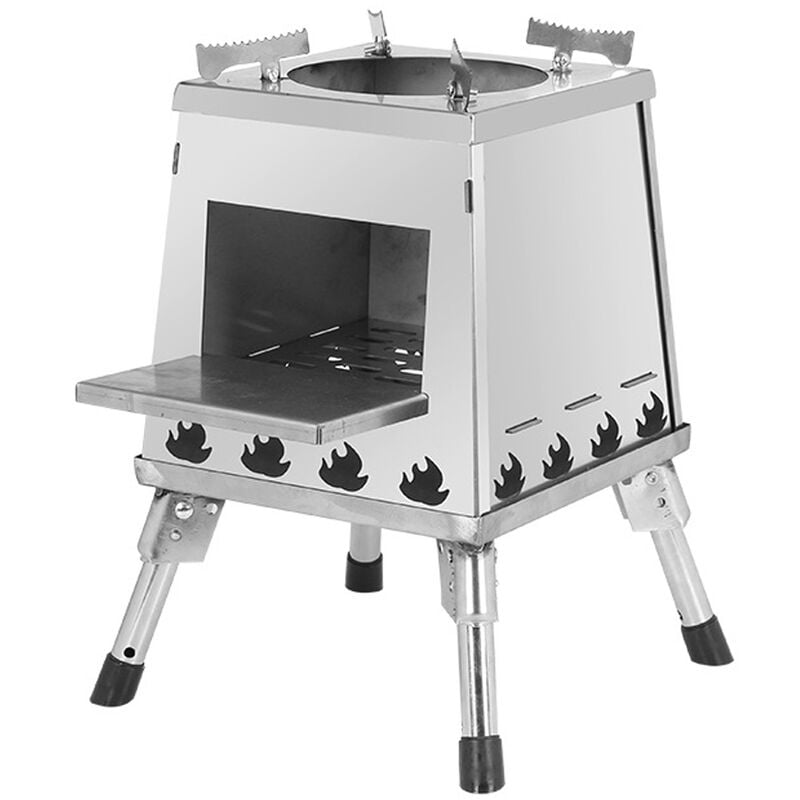 Happyshopping - Estufa de campamento plegable Estufa de lena portatil con patas retractiles para acampar