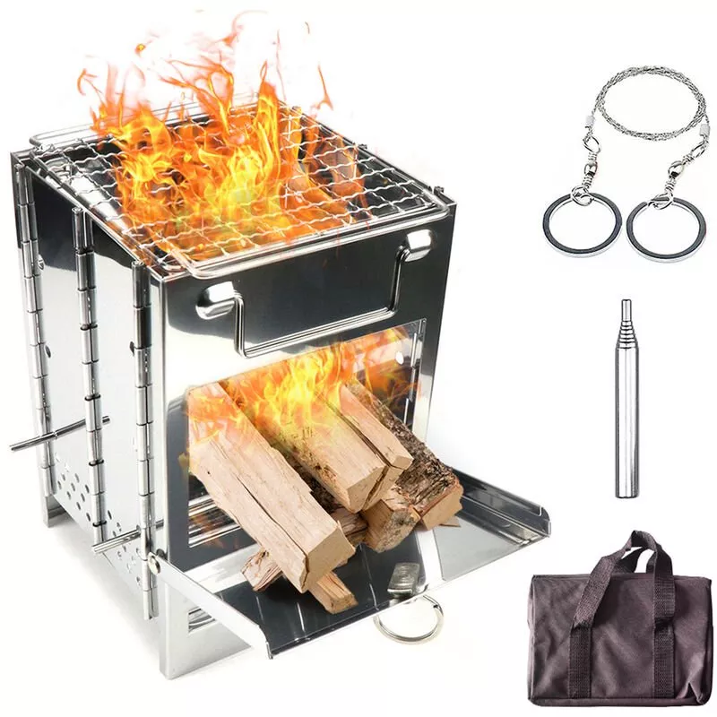Happyshopping - Estufa De Lena Plegable, Mini Parrilla Para Barbacoa, Con Bolsa De Transporte En Oferta Happyshopping - Estufa De Lena Plegable
