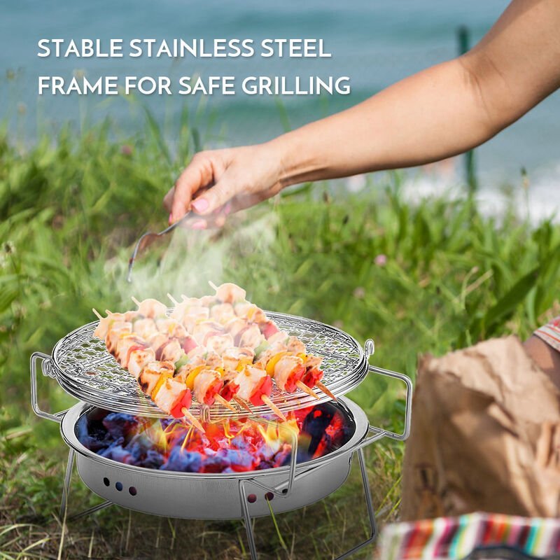 Happyshopping - Parrilla de acero inoxidable para exteriores