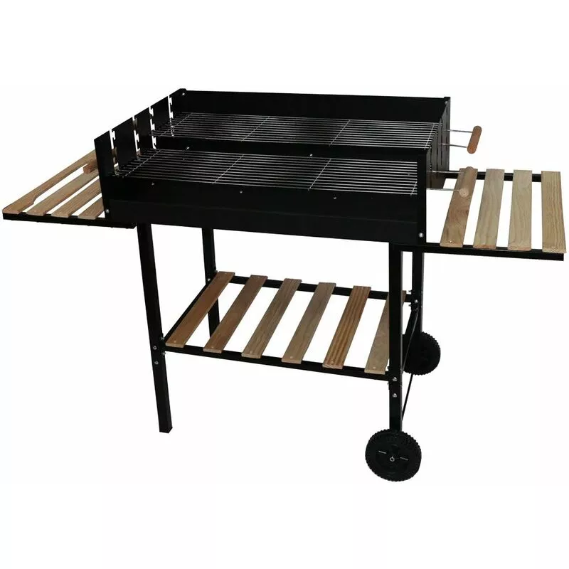 Harms - Barbacoa De Carbón De Leña Barbacoa Parrilla Doble Parrilla De Jardín Negro Estante De Madera 504573 En Oferta Harms - Barbacoa De Carbón De Leña Barbacoa Parrilla Doble Parrilla De Jardín Negro Estante De Madera 504573 Barato