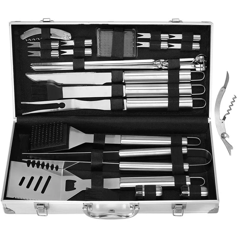 Homfa - Cubertería Para Barbacoas De Acero Inoxidable 26 Piezas - Utensilios Para Barbacoa Con Maletín, Kit De Accesorios De Acero Inoxidable Para En Oferta Homfa - Cubertería Para Barbacoas De Acero Inoxidable 26 Piezas - Utensilios Para Barbacoa Con Maletín