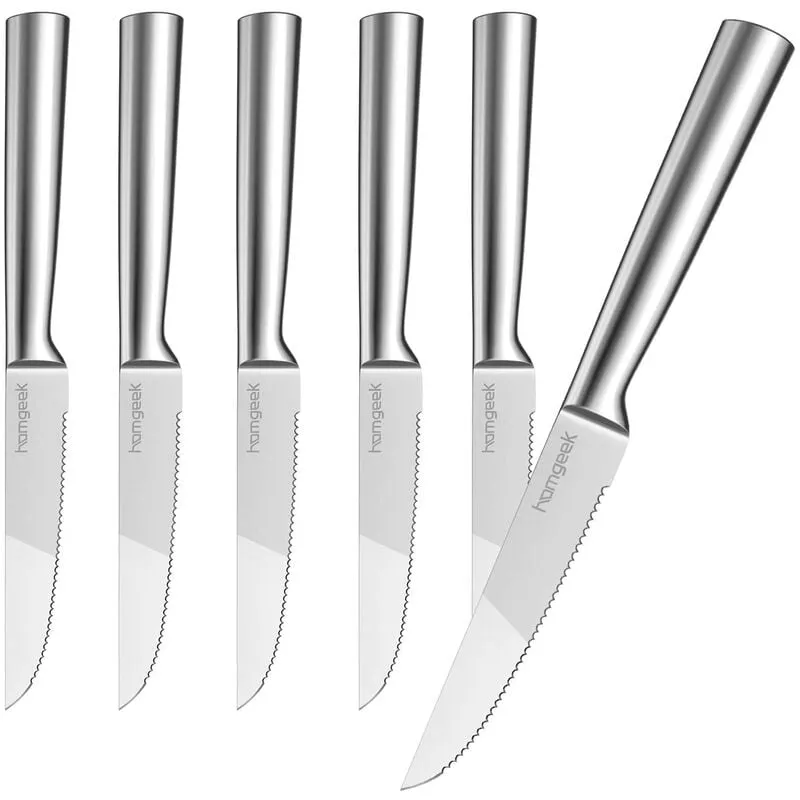 Homgeek - Juego De Cuchillos De Carne De 6 Piezas: Seis Cuchillos De Carne Tradicionales, Acero Inoxidable Aleman, Para Cortar Carne, Duradero, En Oferta Homgeek - Juego De Cuchillos De Carne De 6 Piezas: Seis Cuchillos De Carne Tradicionales