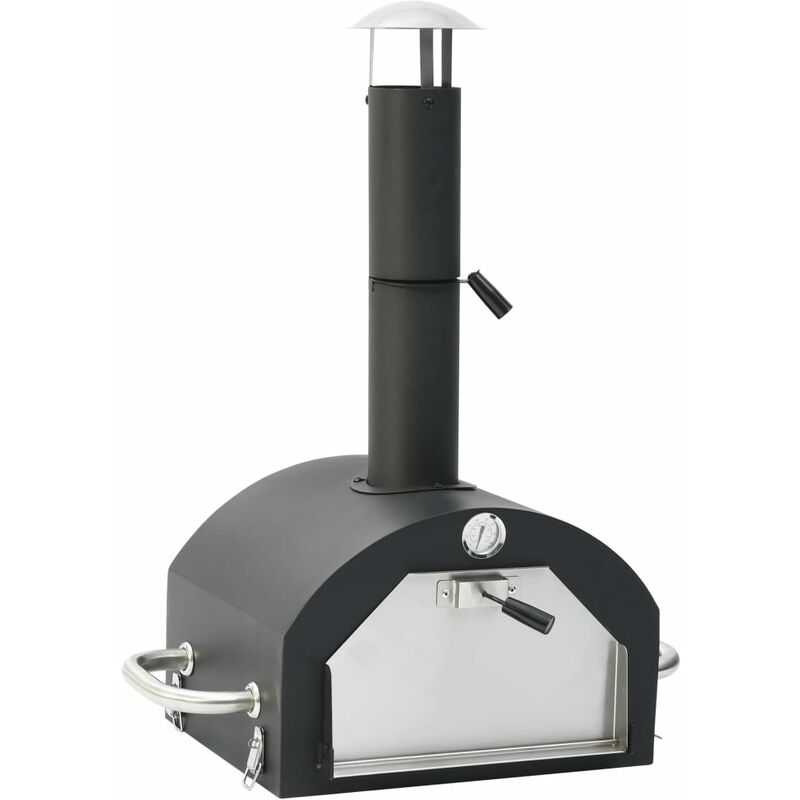 Horno de pizza para exterior con piedra para pizza - Negro - Vidaxl barato