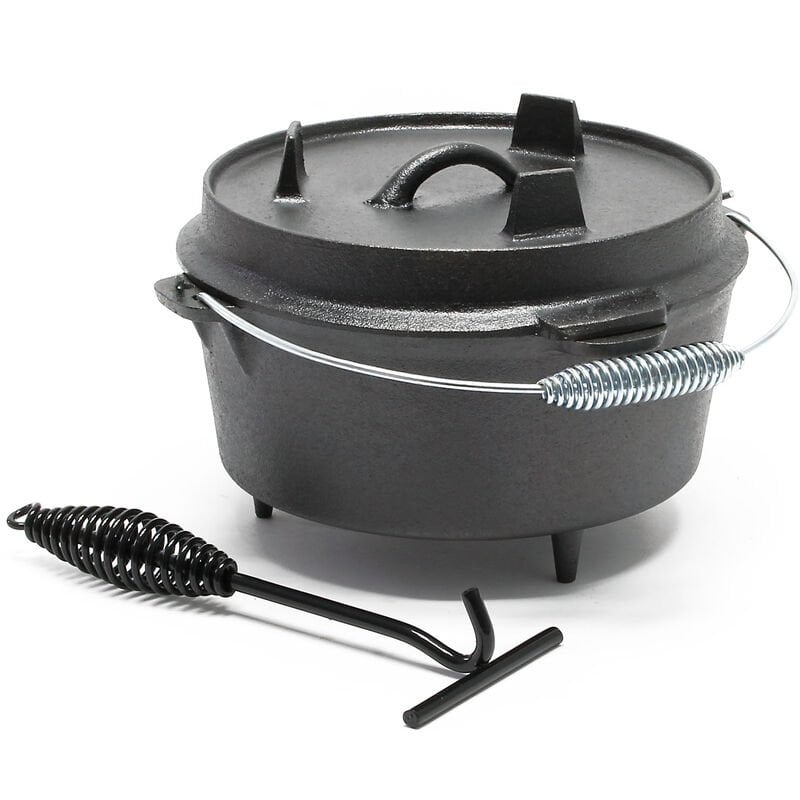 Horno holandés 1l hierro fundido olla holandesa cazuela con asa y patas para camping barbacoa barato