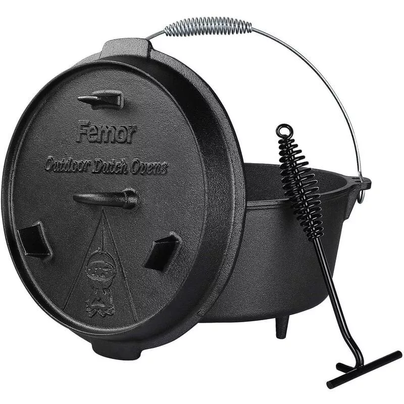 Horno Holandés De 4.8L Litros, Horno Holandés De Hierro Fundido, Horno Holandés Con Patas, Tostador Con Mango En Espiral Y Ranura Para Termómetros, En Oferta Horno Holandés De 4.8L Litros