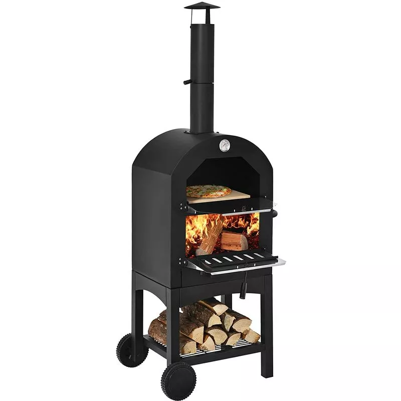 Horno Para Pizza Portátil De Exterior, Rejilla De Pizza, Revestimiento Impermeable Y Pala, Fogón De Camping, Calentador De Leña - Costway En Oferta Horno Para Pizza Portátil De Exterior