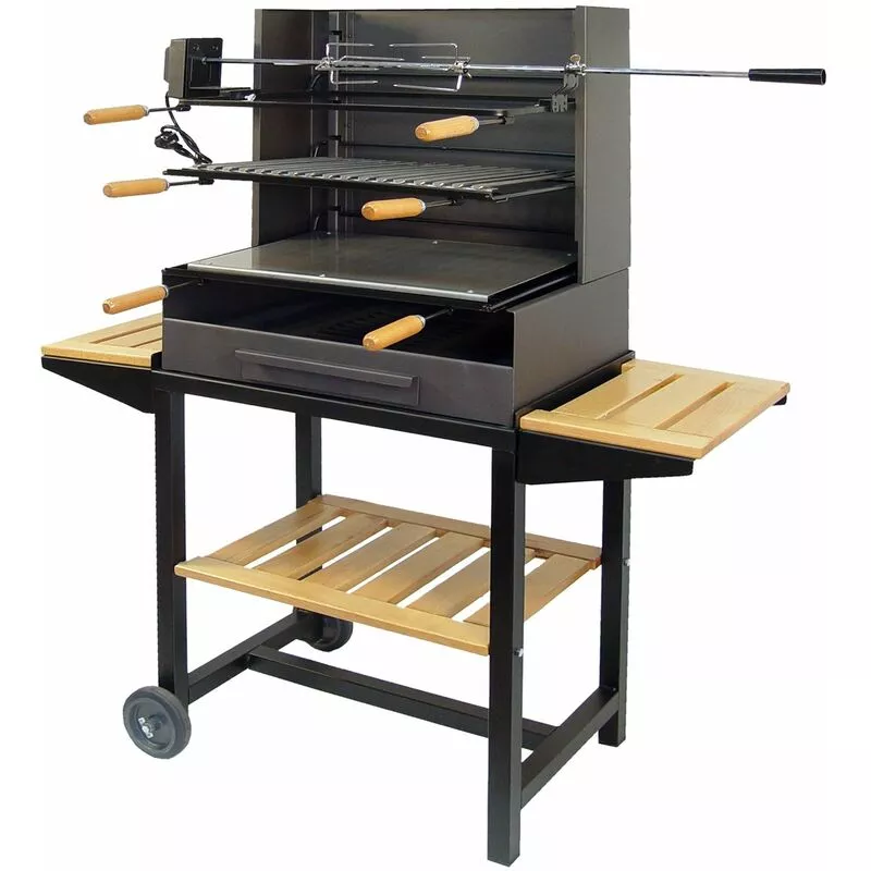 Imex El Zorro - Barbacoa Con Ruedas Y Tres Bandejas Madera Completa 61X40X135 En Oferta Imex El Zorro - Barbacoa Con Ruedas Y Tres Bandejas Madera Completa 61X40X135 Barato