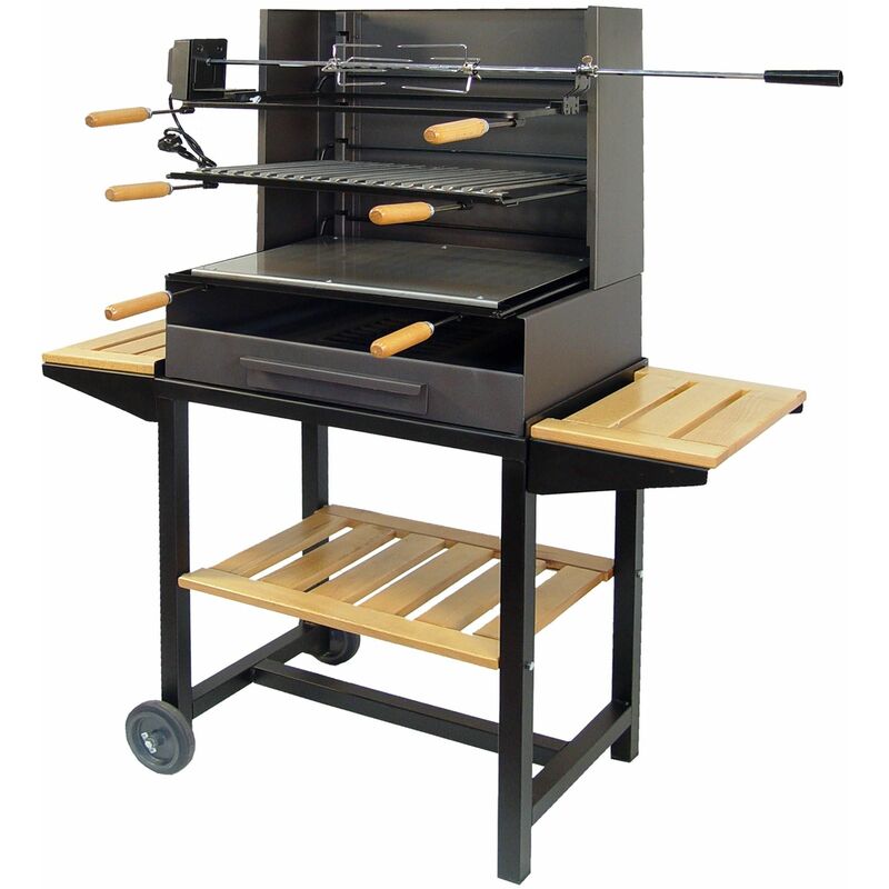 Imex El Zorro - Barbacoa con ruedas y tres bandejas madera completa 72x40x135 barato