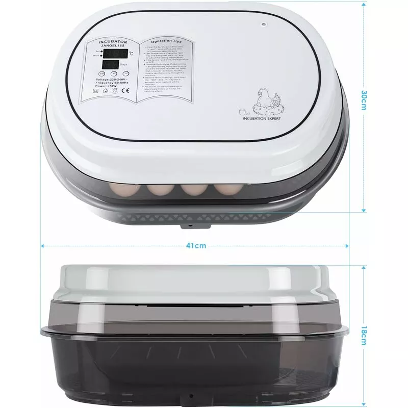 Incubadora De Huevos Automática Volteo, Incubadoras De Pollo De 18 Piezas Con Termostato E Higrómetro, Para Pollo, Pato, Paloma, Ganso, Codorniz Y En Oferta Incubadora De Huevos Automática Volteo