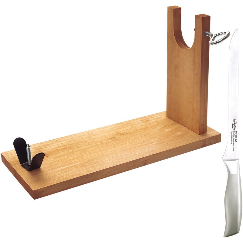 Jamonero de madera de la colección Jaén con cuchillo jamonero de 16 cm en acero inoxidable - San Ignacio barato