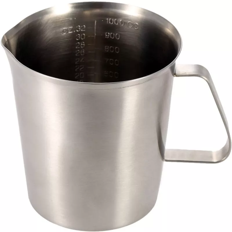 Jarra De Leche De Acero Inoxidable De 1000 Ml, Recipiente De Espuma Para Leche, Taza Medidora, Herramienta De Cocina Para Cafe En Oferta Jarra De Leche De Acero Inoxidable De 1000 Ml