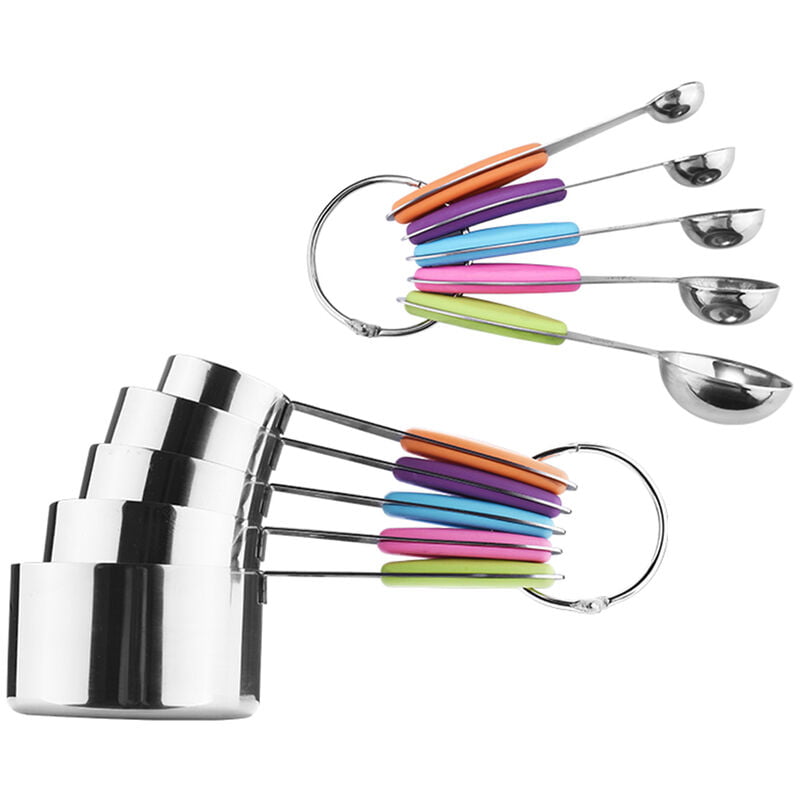 Juego de 10 tazas y cucharas medidoras para ingredientes secos y liquidos