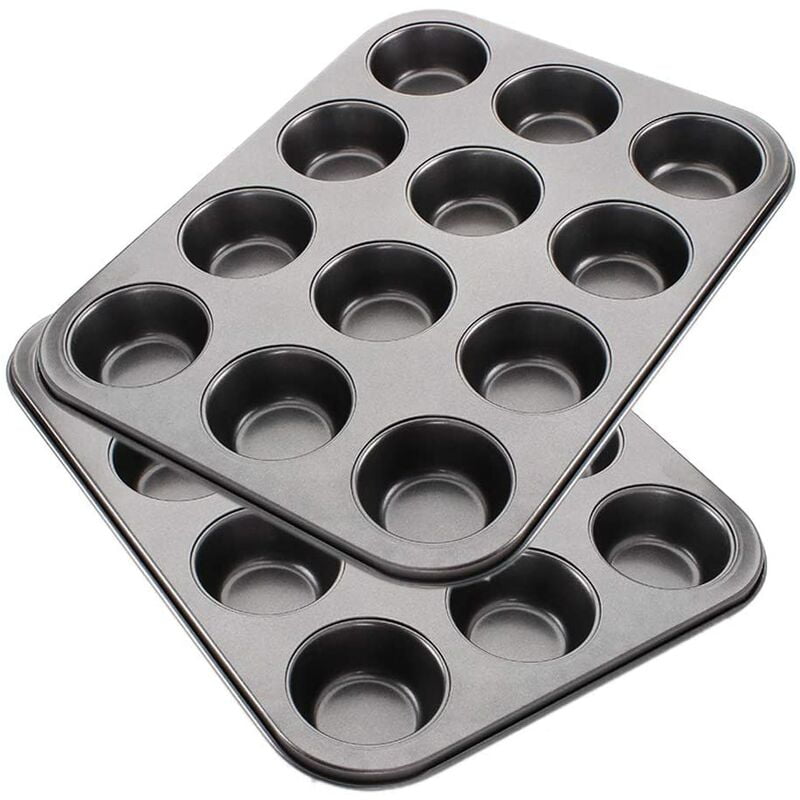 Juego de 2 moldes antiadherentes para 12 muffins | molde para muffins