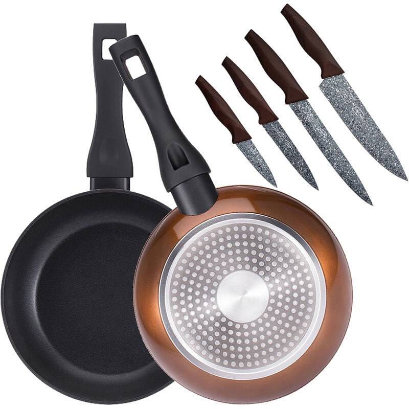 Juego de 2 sartenes SAN IGNACIO con set de 4 cuchillos de cocina colección Neon Classic Brown barato
